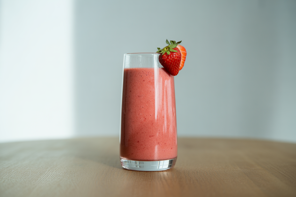 Strawberry Smoothie That Tastes Like Dessert - strawberry smoothie glass