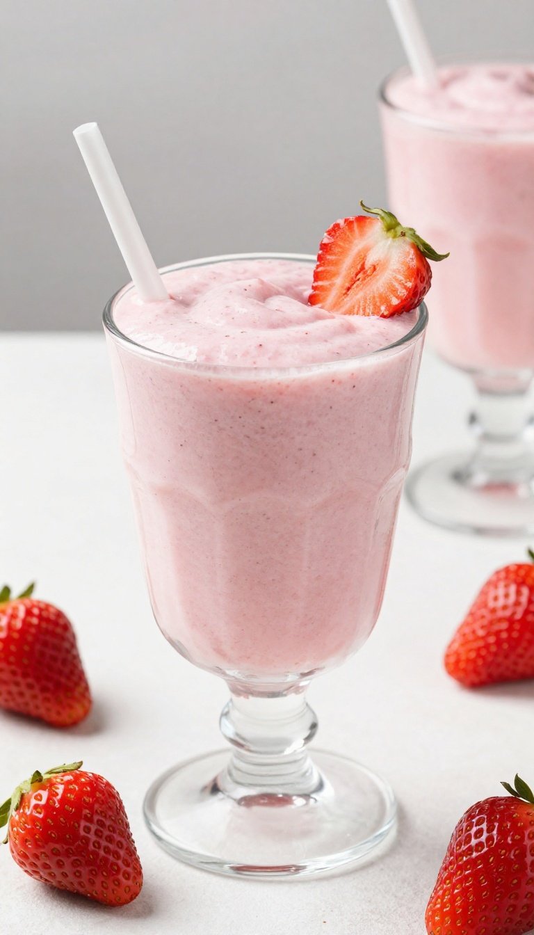 Strawberry Smoothie That Tastes Like Dessert - strawberry smoothie glass