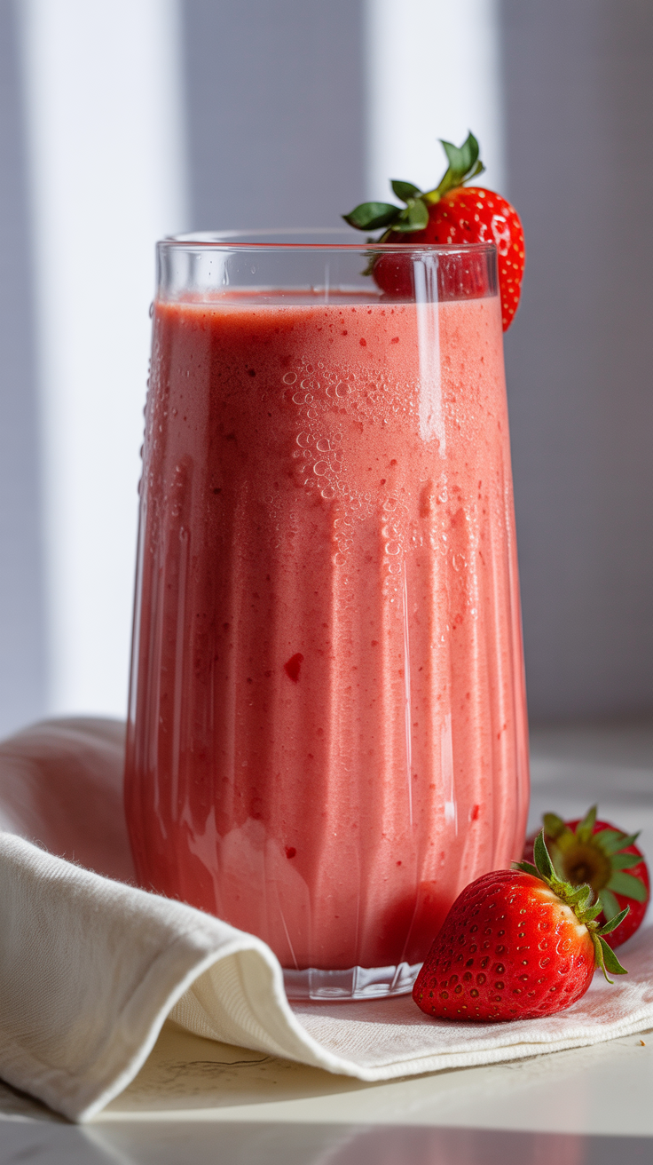 Strawberry Smoothie That Tastes Like Dessert - strawberry smoothie glass