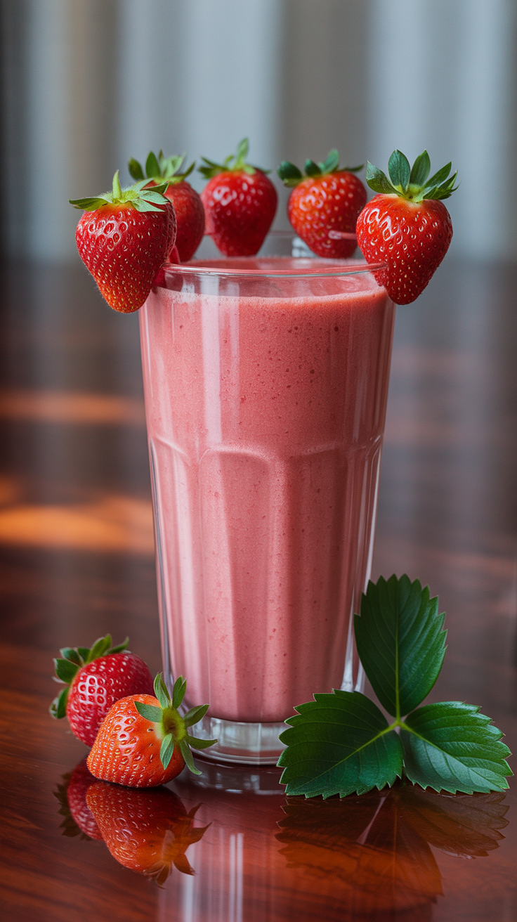 Strawberry Smoothie That Tastes Like Dessert - strawberry smoothie glass