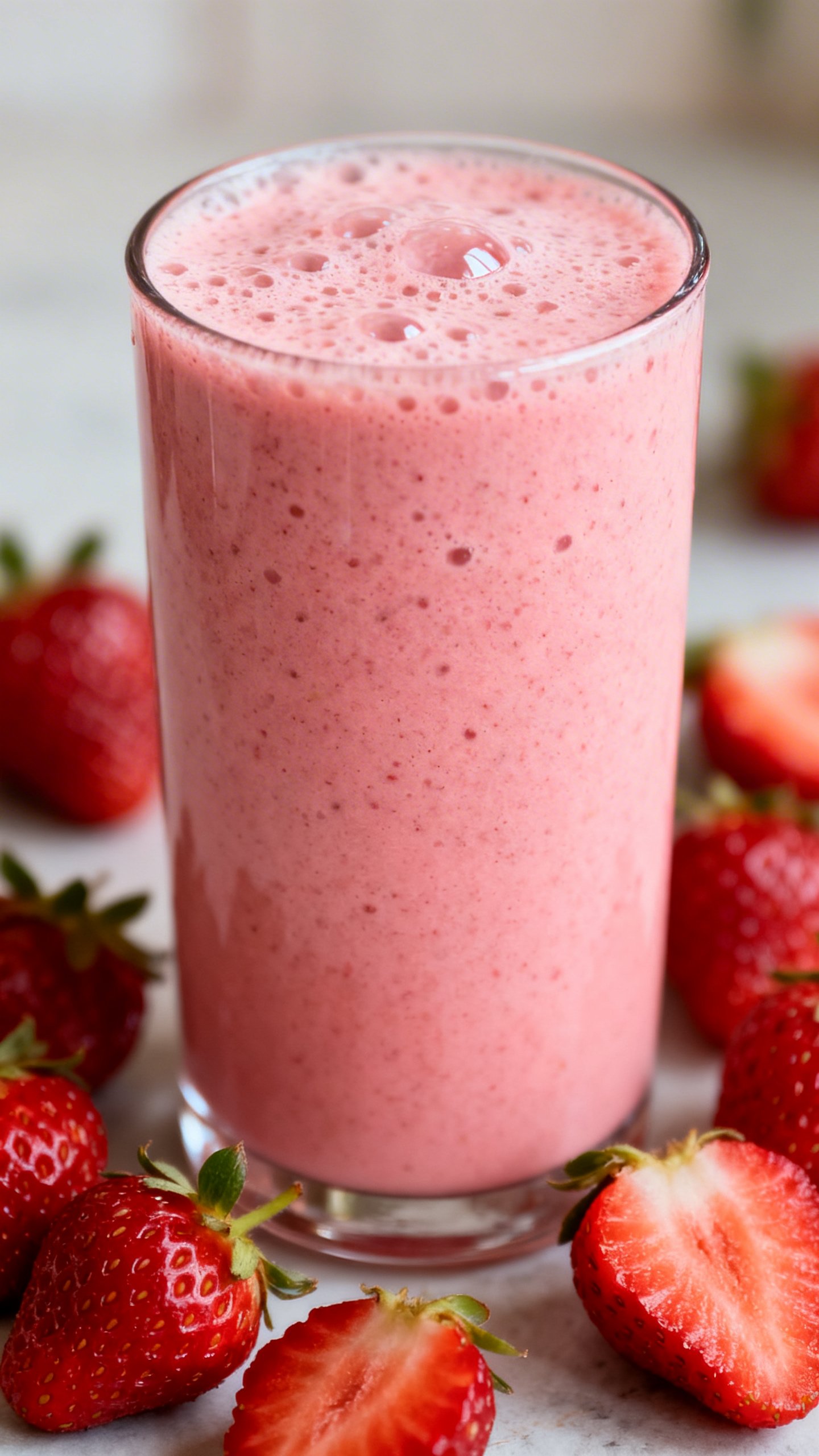 Sweet Tooth Smoothie for Afternoons When Fruit Alone Is Not Cutting It - strawberry smoothie glass