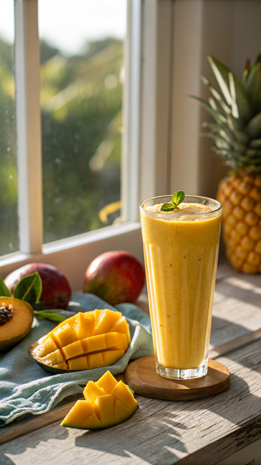 Tropical Fruit Smoothie Recipe That Feels Like a Beach Vacation - tropical fruit smoothie garnish