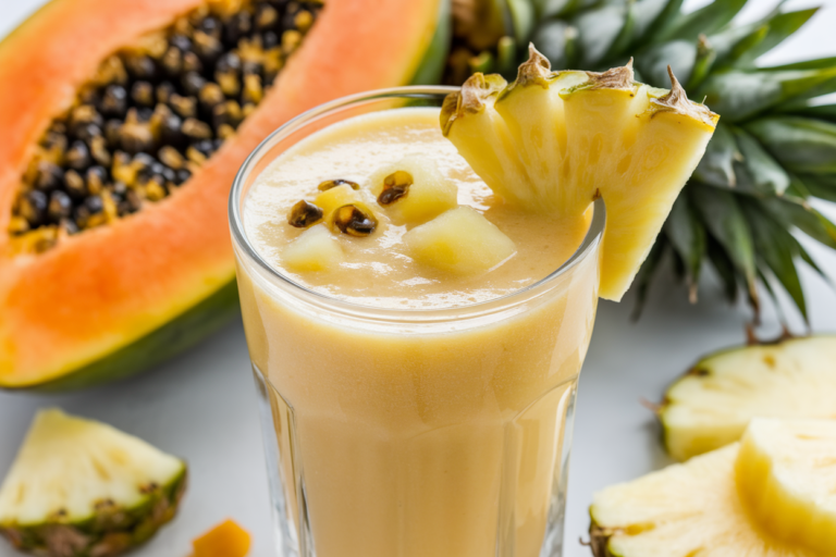Tropical Papaya Pineapple Smoothie for a Sunny Morning Boost - papaya pineapple smoothie glass