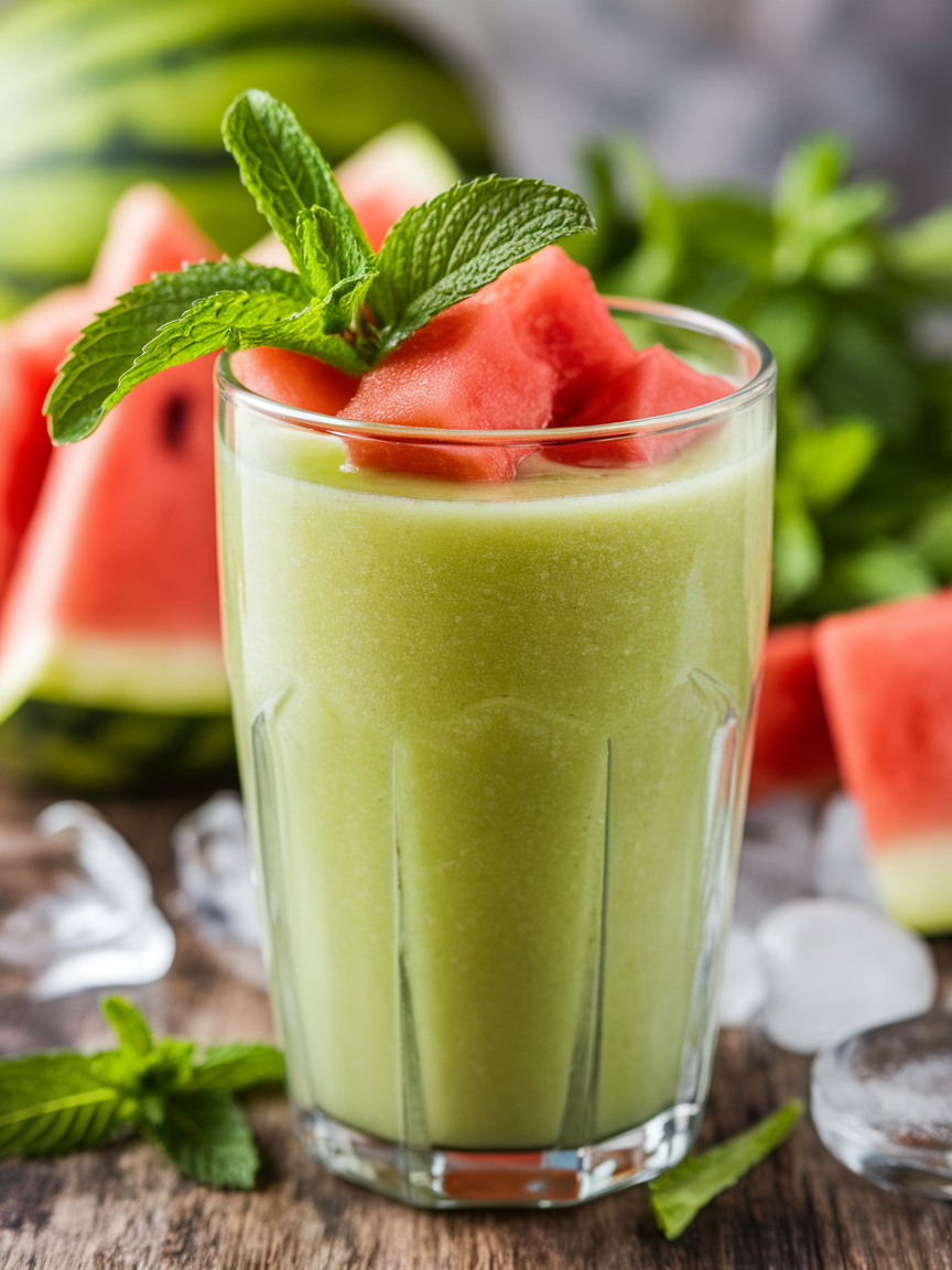 Watermelon Mint Smoothie for a Fresh Beach Day Drink - watermelon mint smoothie blender