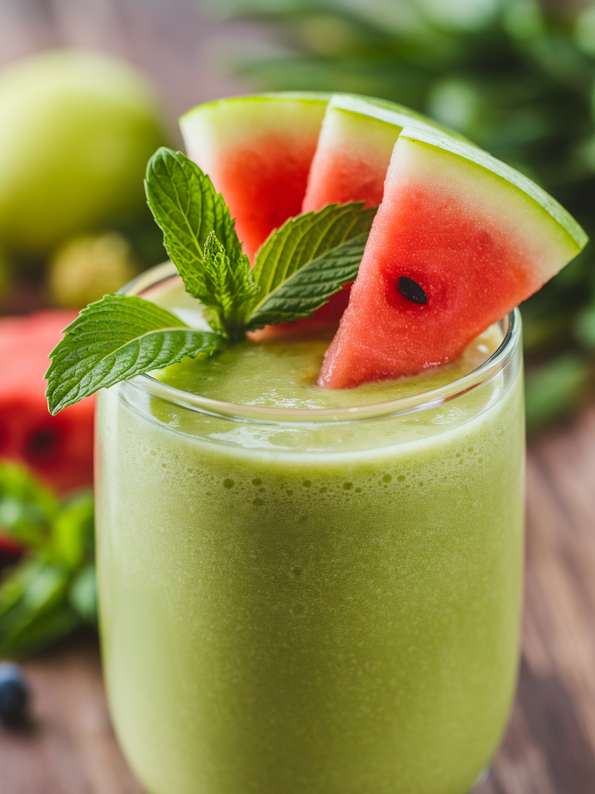 Watermelon Mint Smoothie for a Fresh Beach Day Drink - watermelon mint smoothie tumbler