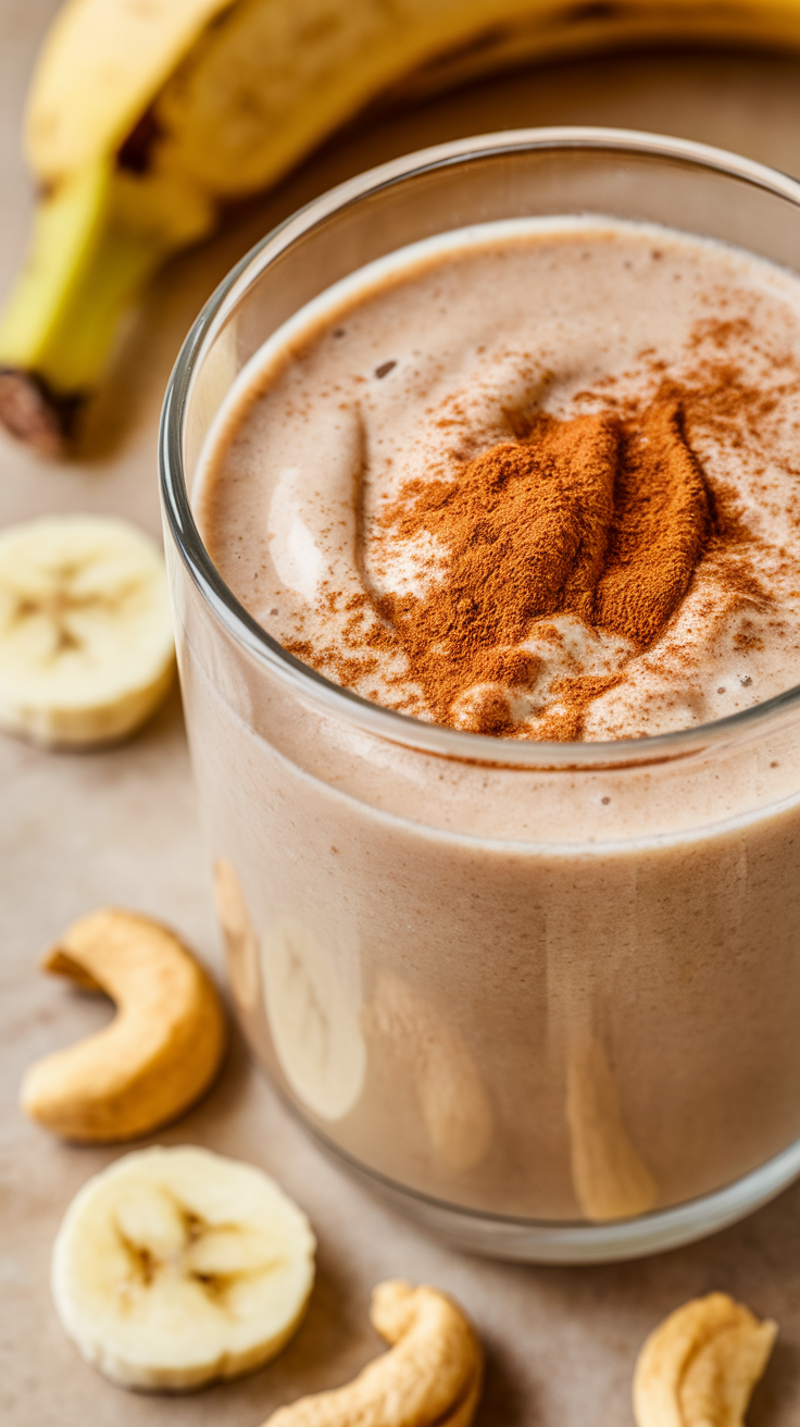 Banana Cashew Smoothie That’s Creamy, Simple, and Naturally Sweet - banana cashew smoothie glass