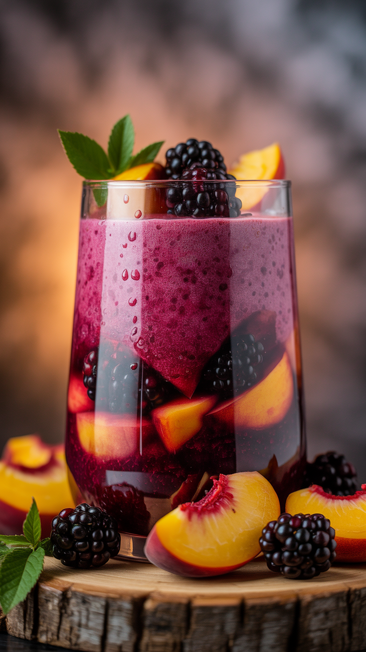 Blackberry Peach Smoothie for a Juicy Summer Breakfast - blackberry peach smoothie blender
