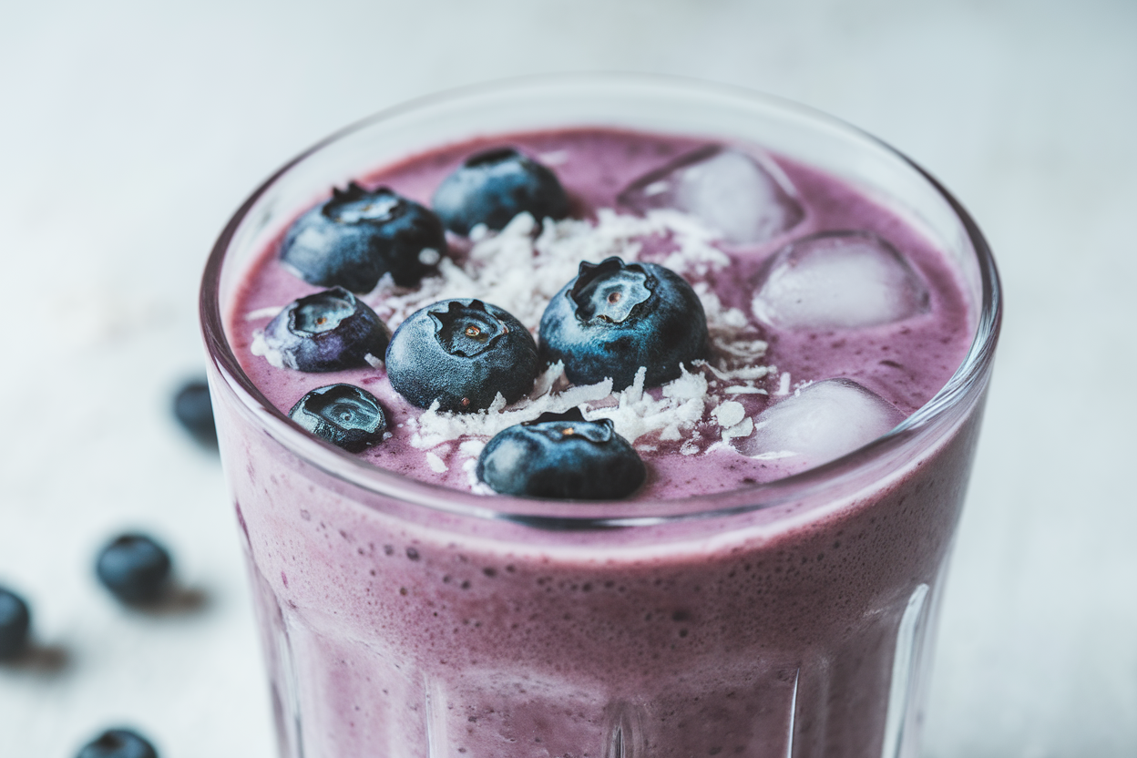 Blueberry Coconut Milk Smoothie That’s Creamy Without Banana - blueberry coconut smoothie glass