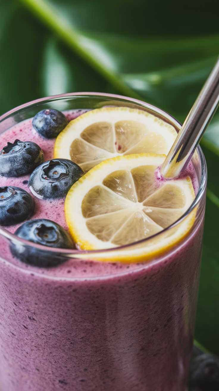 Blueberry Lemon Smoothie That’s Fresh, Creamy, and Bright - blueberry lemon smoothie pour