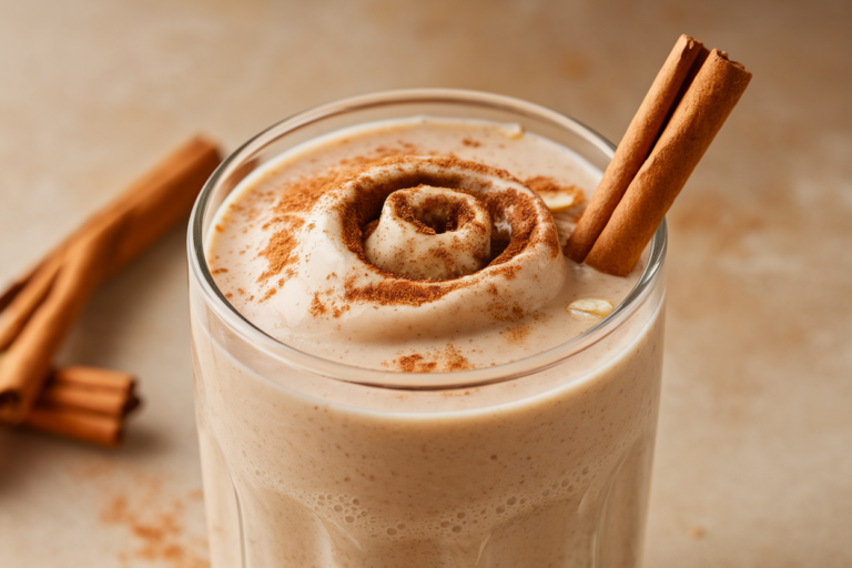 Cinnamon Roll Smoothie for a Sweet Breakfast Without the Bake - cinnamon roll smoothie glass