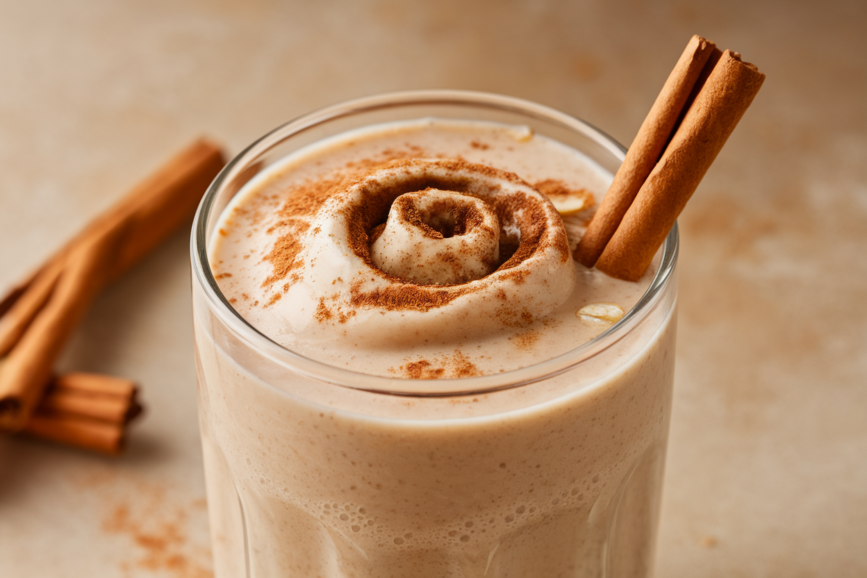Cinnamon Roll Smoothie for a Sweet Breakfast Without the Bake - cinnamon roll smoothie glass