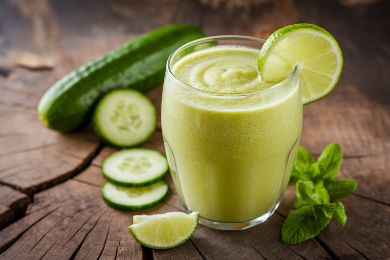 Cucumber Lime Green Smoothie for Hot Days and Fresh Mornings - cucumber lime smoothie