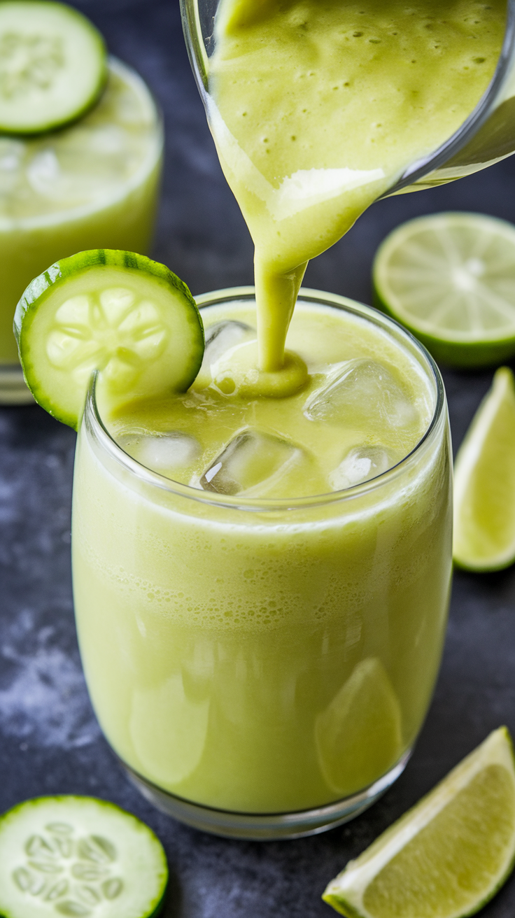 Cucumber Lime Green Smoothie for Hot Days and Fresh Mornings - cucumber lime smoothie