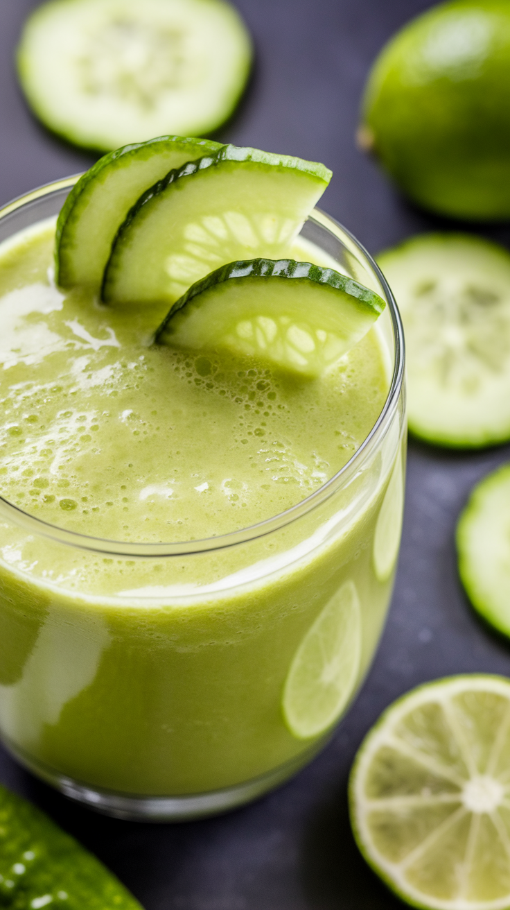 Cucumber Lime Green Smoothie for Hot Days and Fresh Mornings - cucumber lime smoothie
