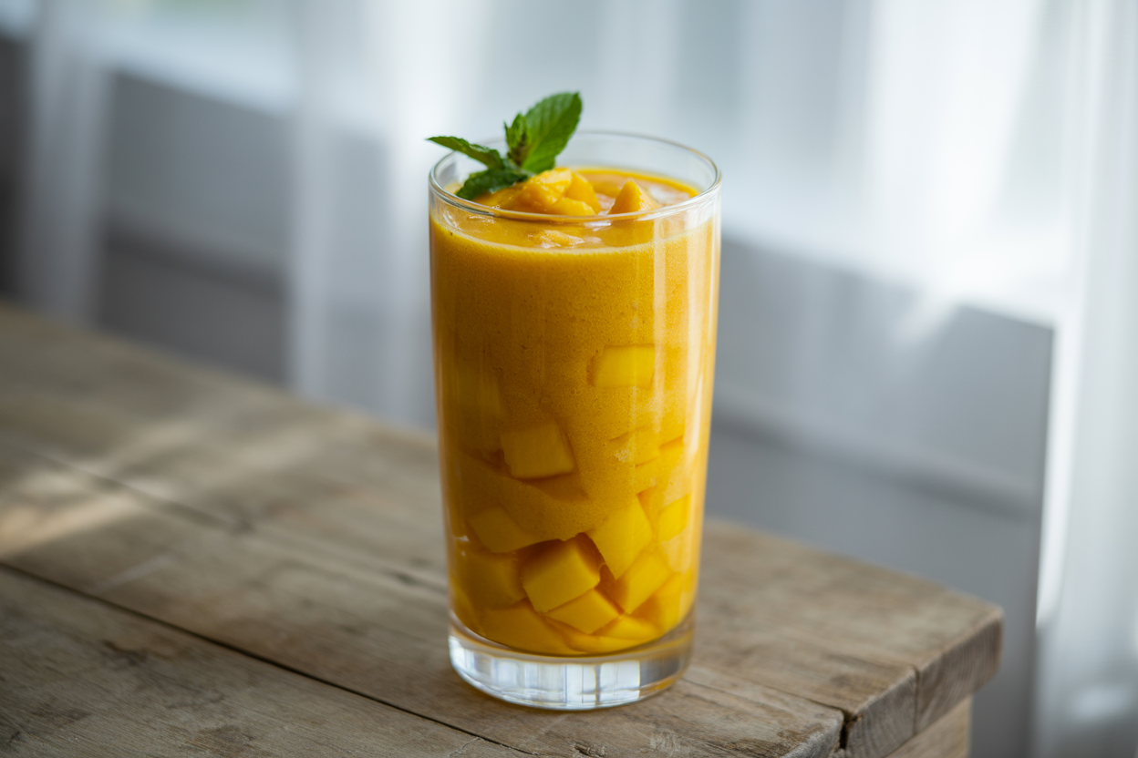 Dairy-Free Mango Smoothie - mango smoothie glass