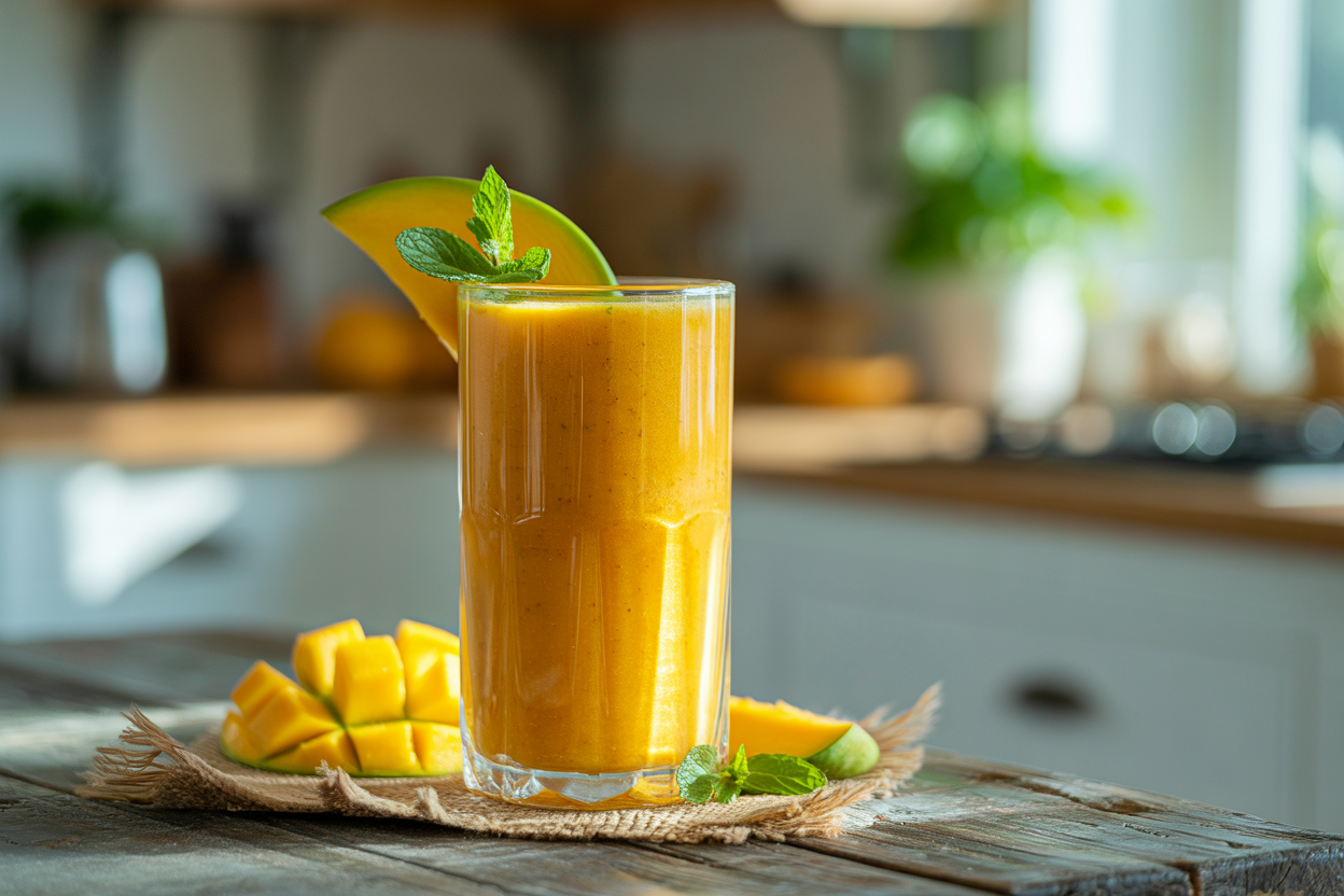 Frozen Mango Smoothie - mango smoothie glass