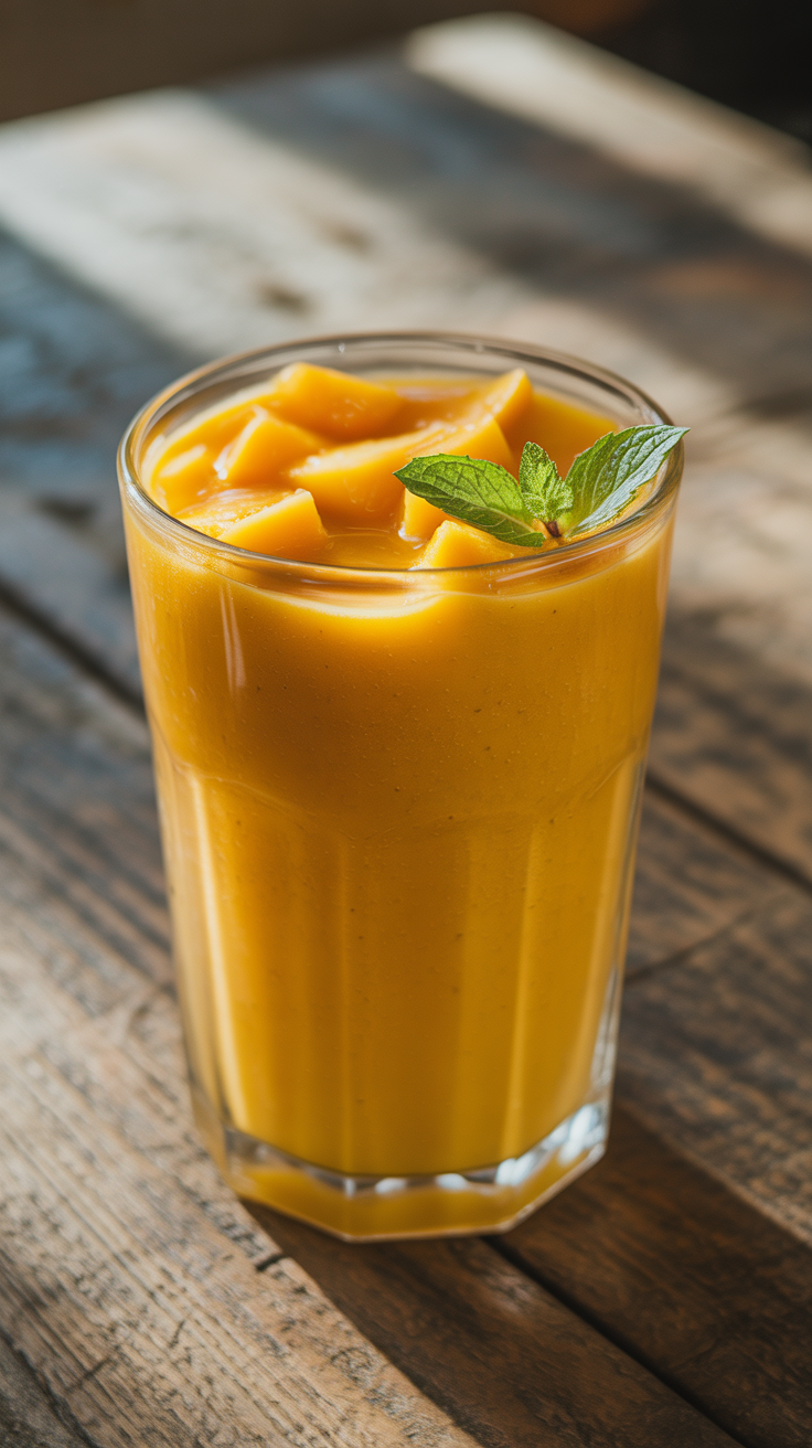 Frozen Mango Smoothie - mango smoothie in blender