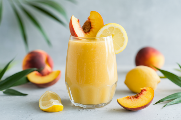 Frozen Peach Lemon Smoothie for a Bright Summer Afternoon - peach lemon smoothie