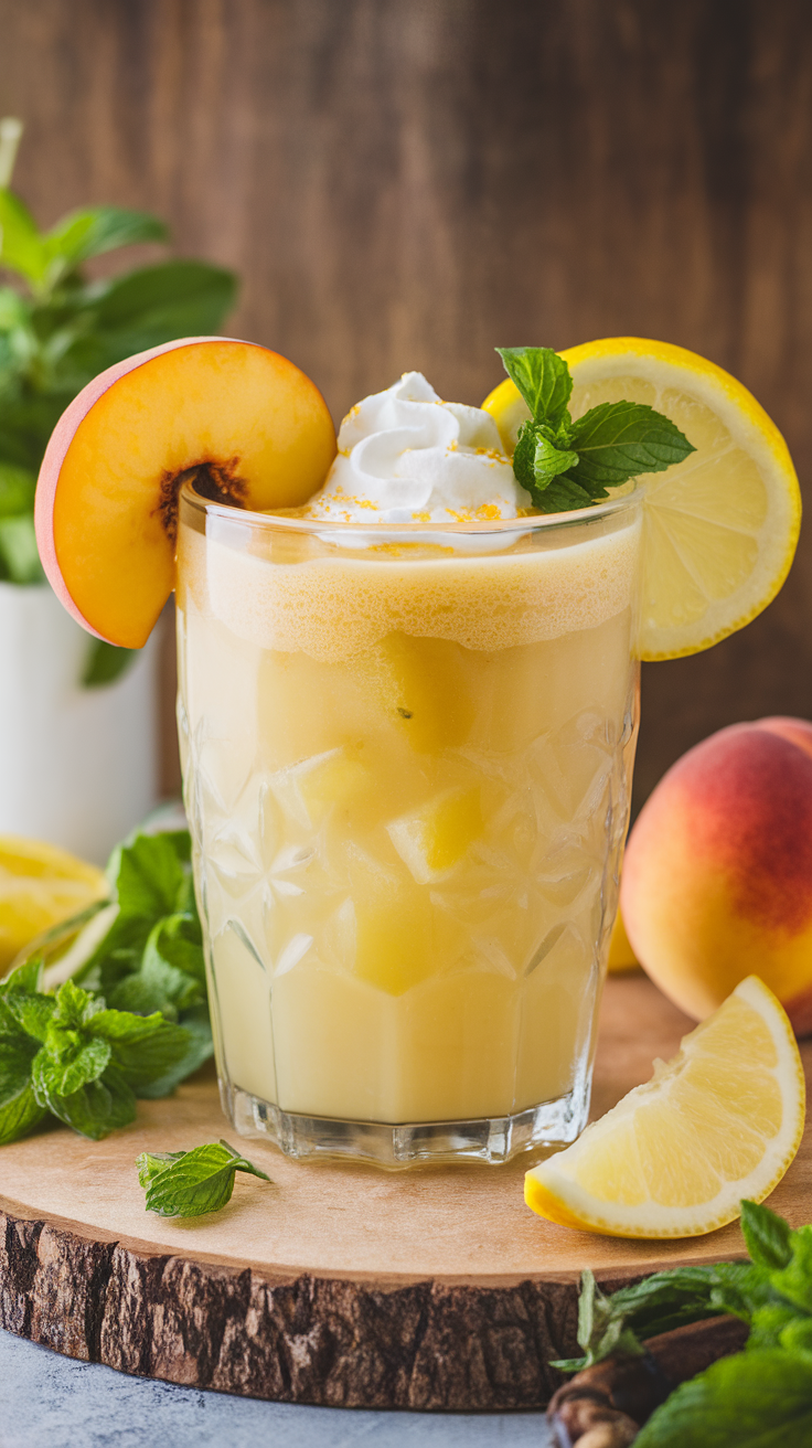 Frozen Peach Lemon Smoothie for a Bright Summer Afternoon - peach lemon smoothie