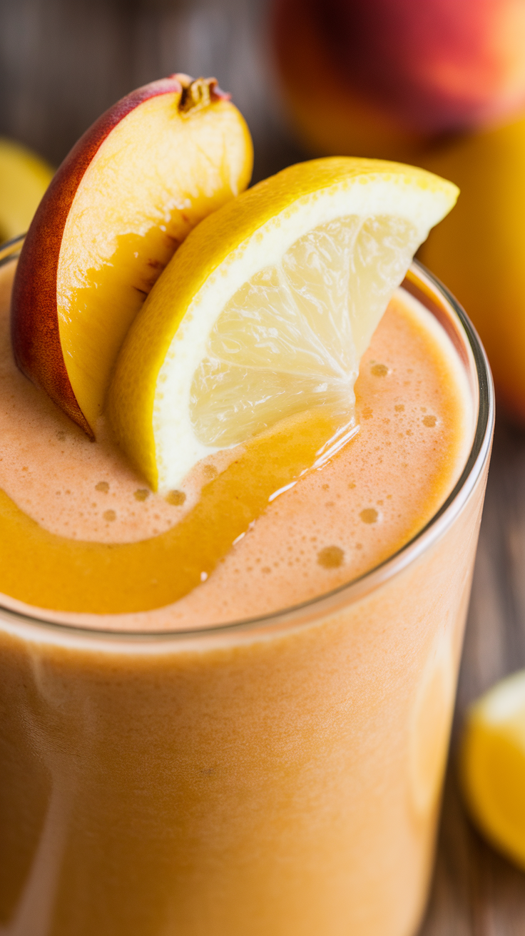 Frozen Peach Lemon Smoothie for a Bright Summer Afternoon - peach lemon smoothie