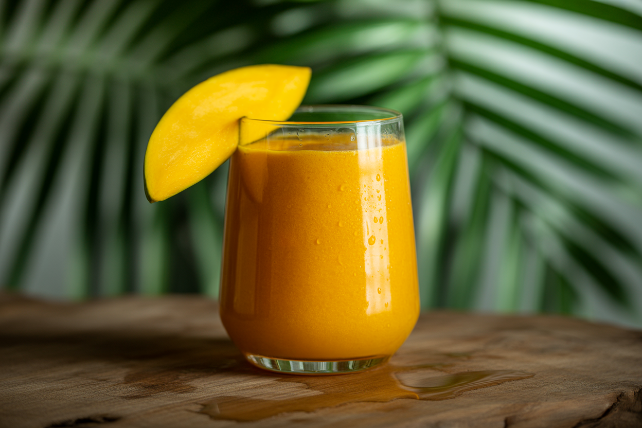 High Protein Mango Smoothie - mango smoothie glass