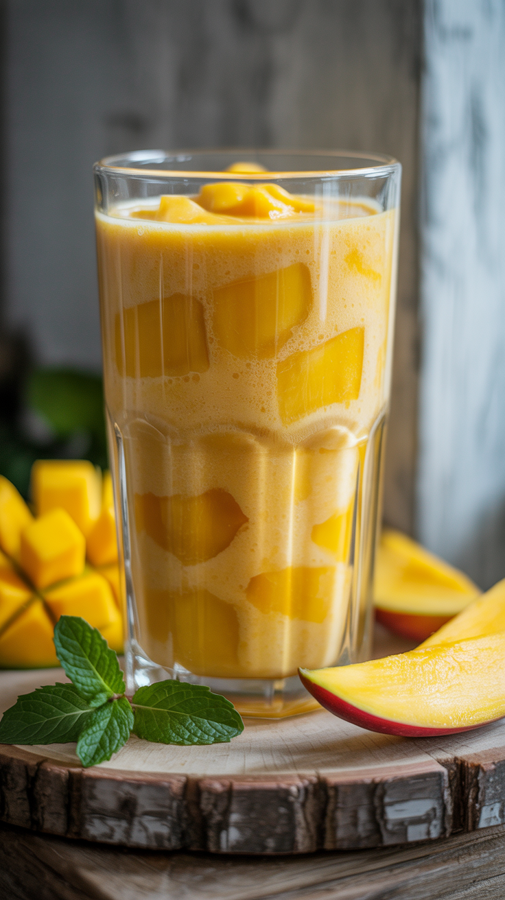 High Protein Mango Smoothie - mango smoothie glass
