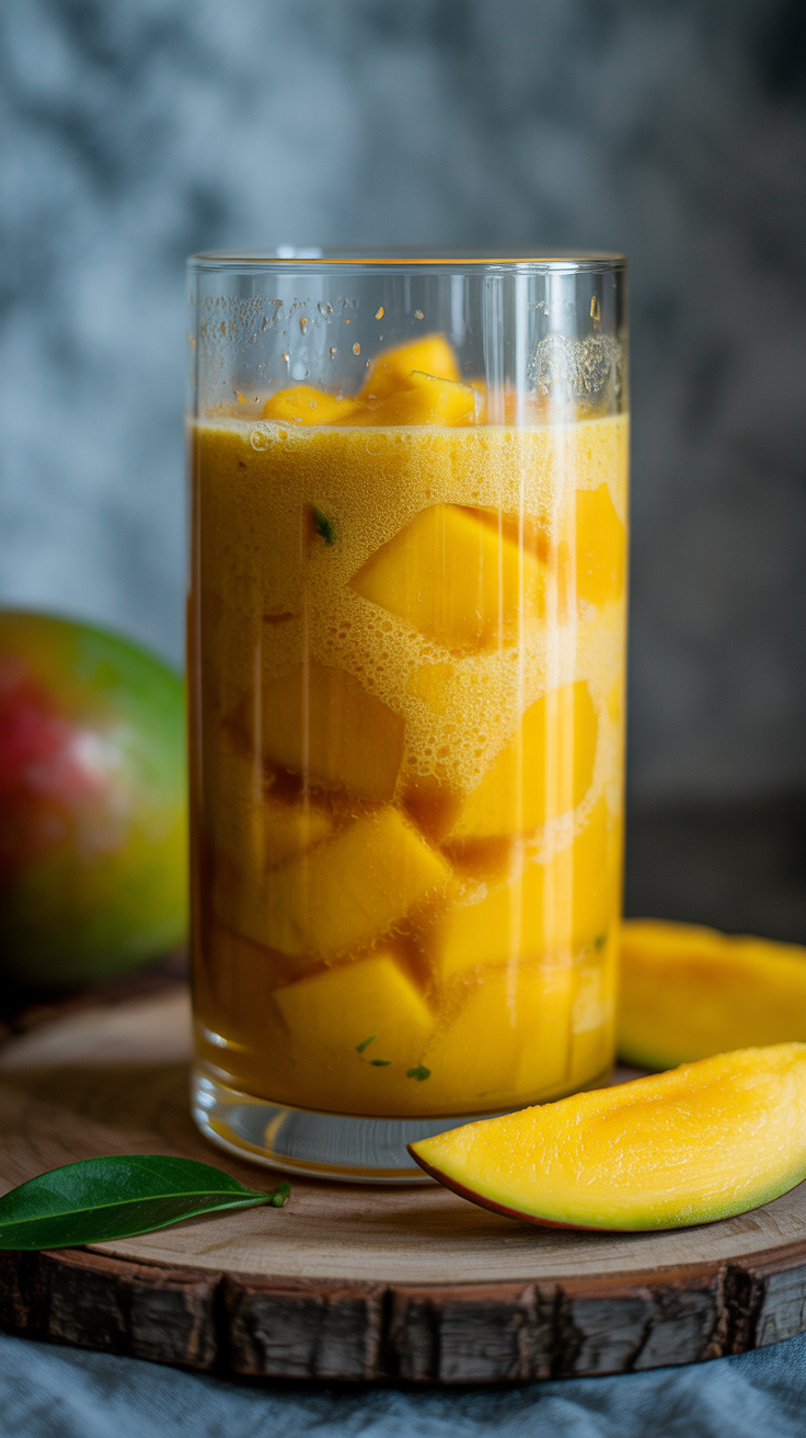 Low Calorie Mango Smoothie - mango smoothie with mint