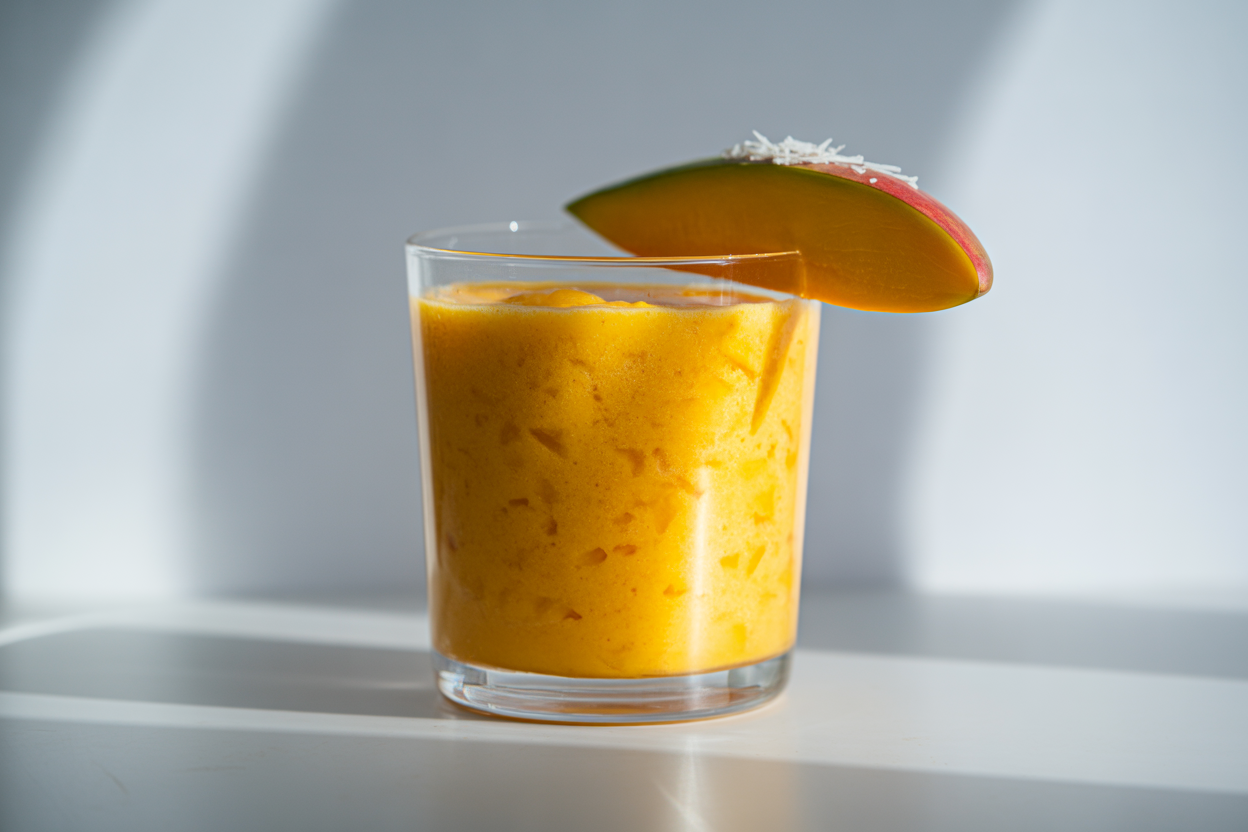 Mango Smoothie with Almond Milk - mango smoothie glass