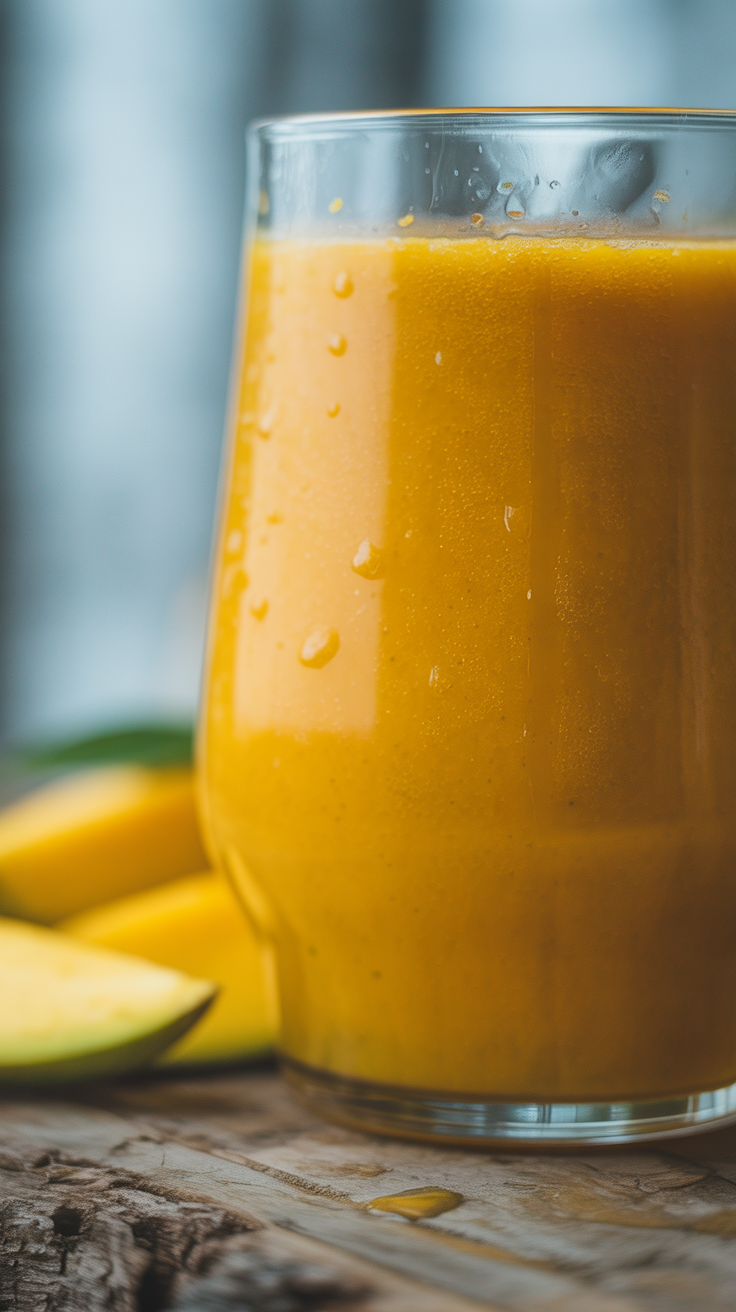 Mango Smoothie with Coconut Milk - mango smoothie with toppings