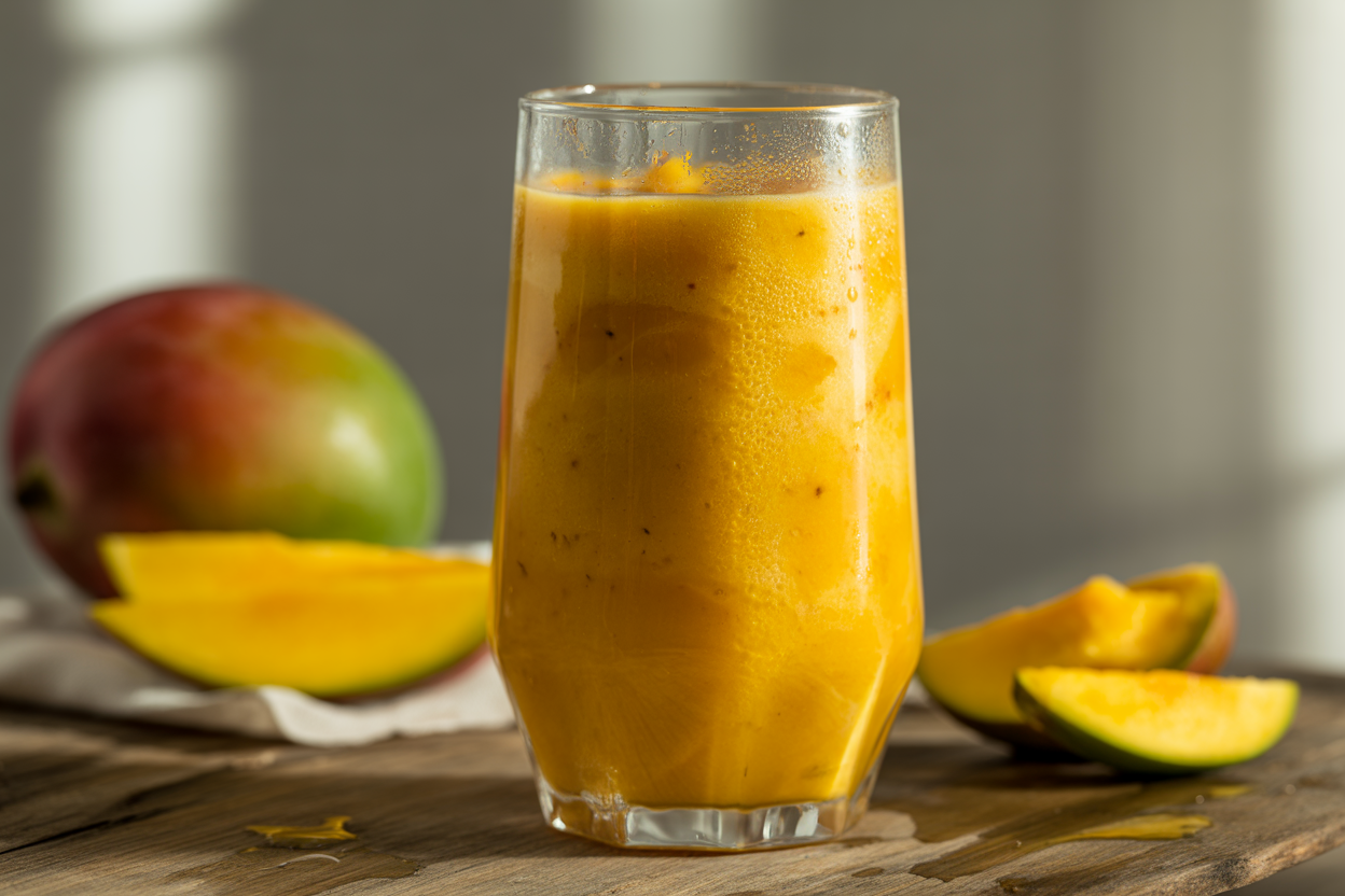 Mango Smoothie with Cottage Cheese - mango smoothie glass