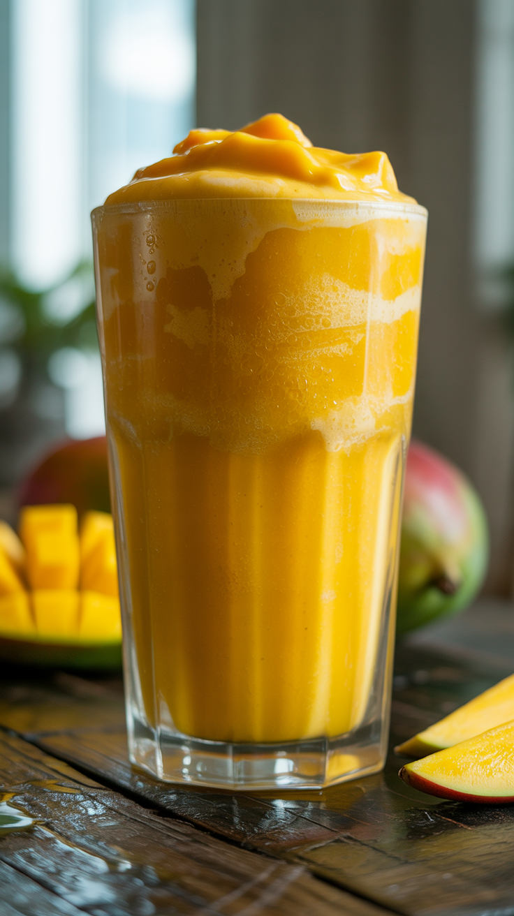 Mango Smoothie with Cottage Cheese - mango smoothie glass