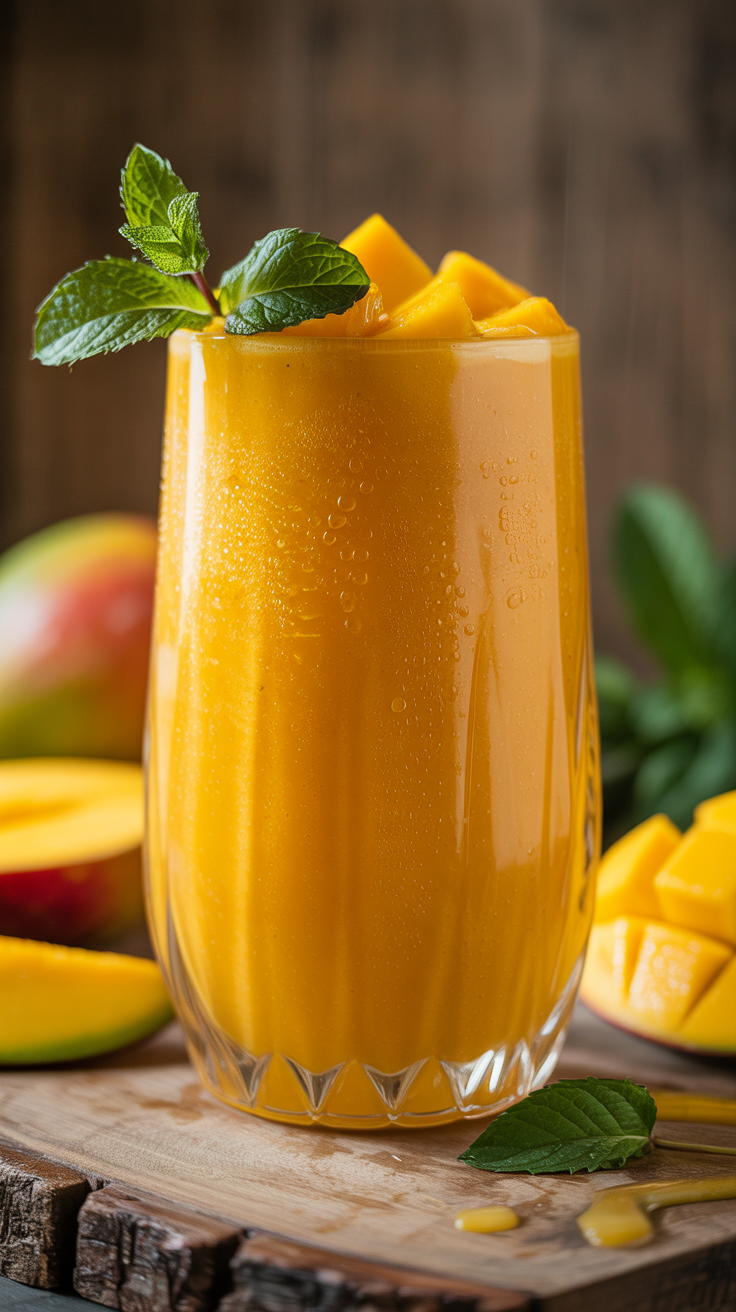 Mango Smoothie with Dates - mango smoothie in blender