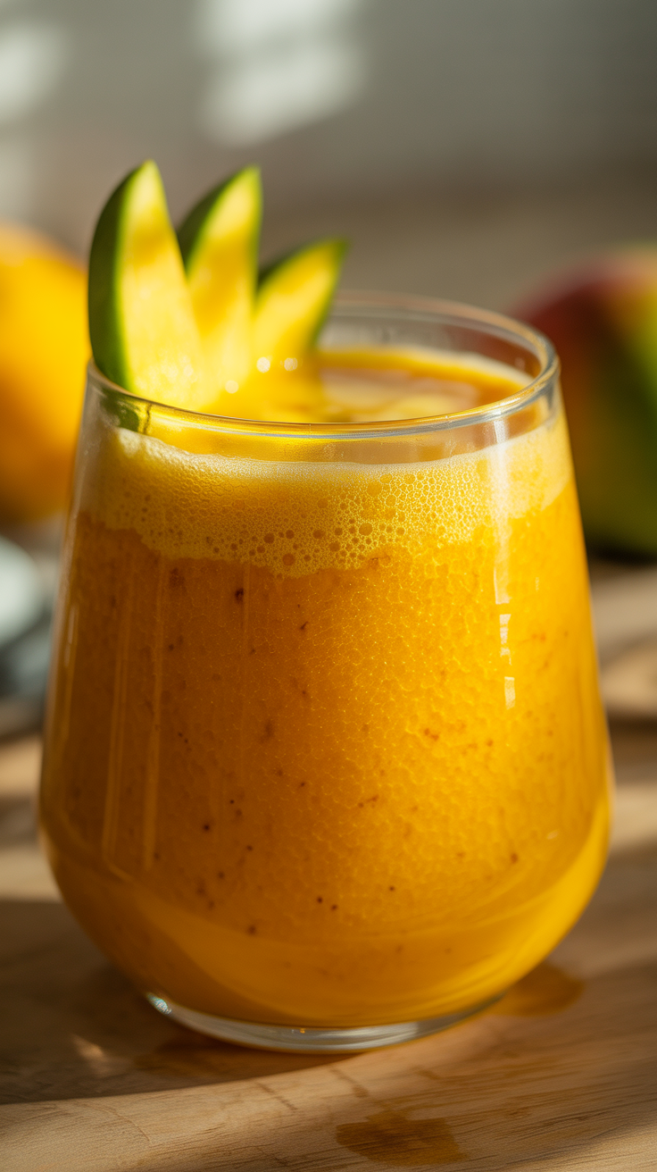 Mango Smoothie with Flaxseed - mango smoothie pitcher