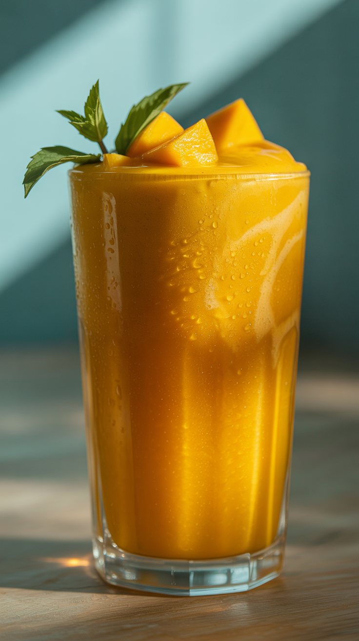 Mango Smoothie with Frozen Fruit - mango smoothie blender