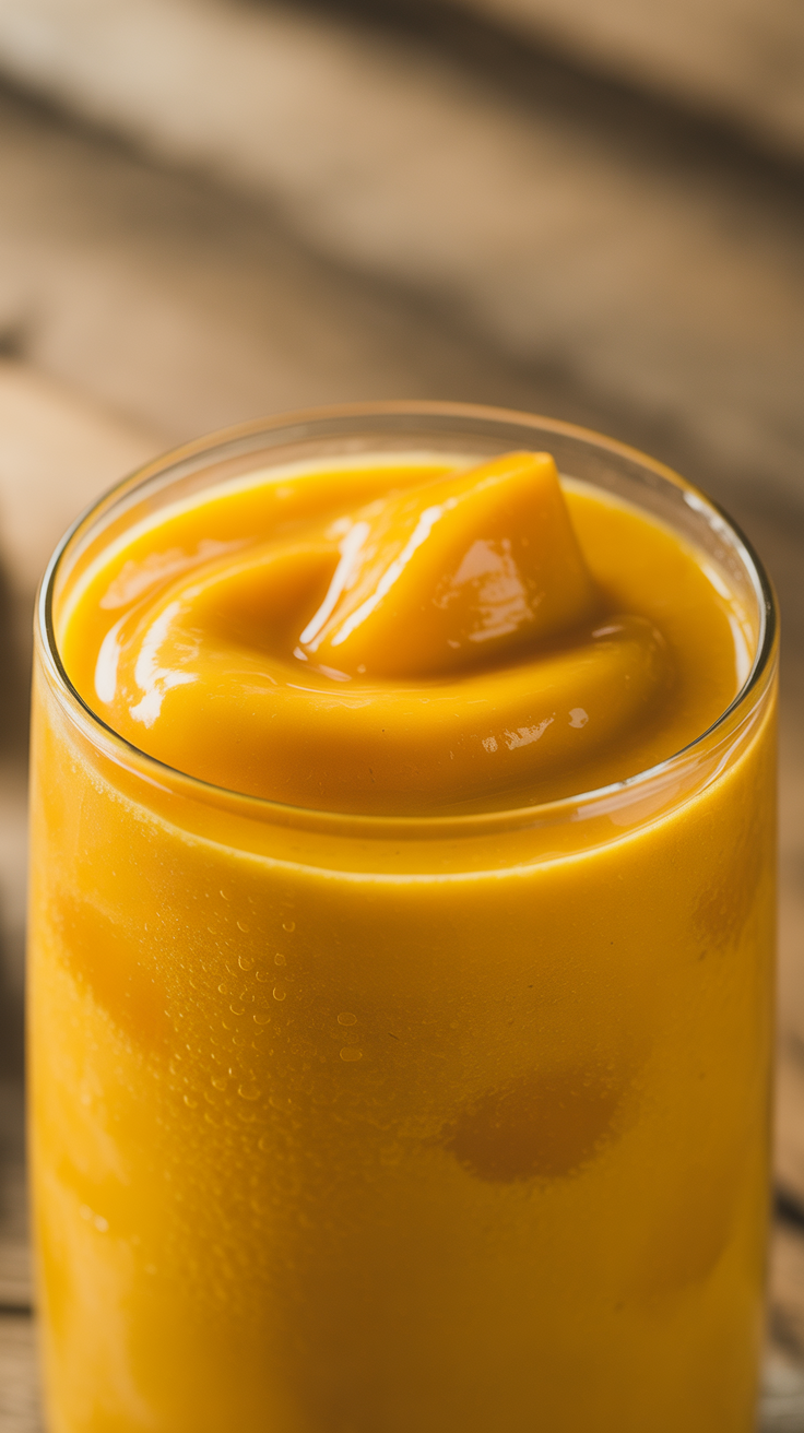 Mango Smoothie with Frozen Fruit - mango smoothie glass