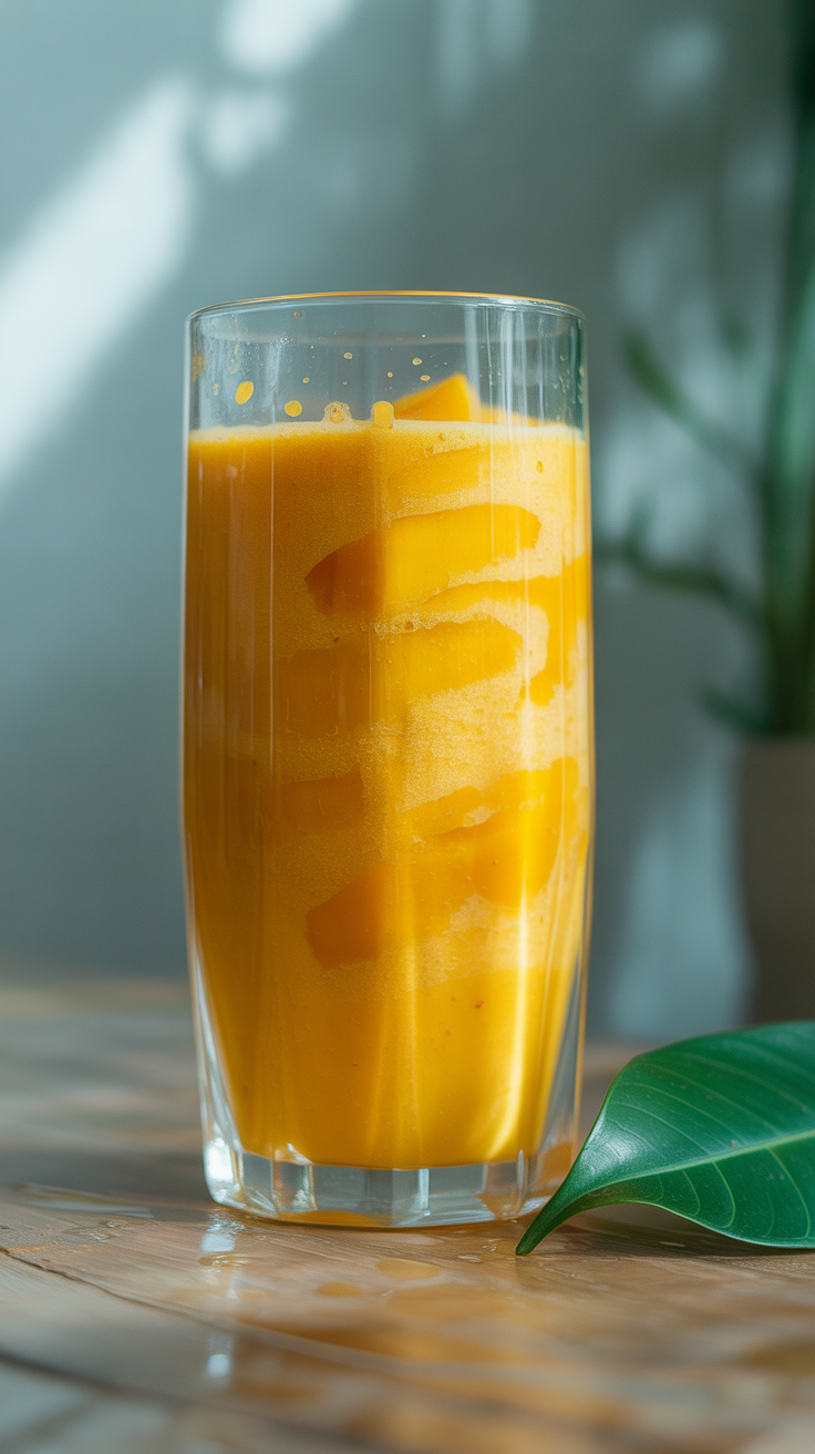 Mango Smoothie with Honey - mango smoothie glass