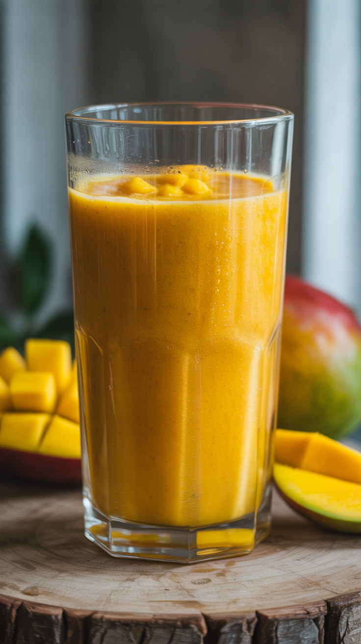 Mango Smoothie with Ice Cream - mango smoothie glass