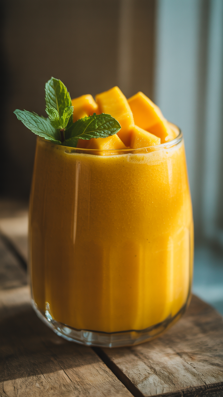 Mango Smoothie with Ice Cream - mango smoothie glass