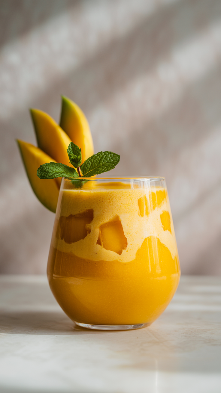 Mango Smoothie with Kefir - mango smoothie in blender