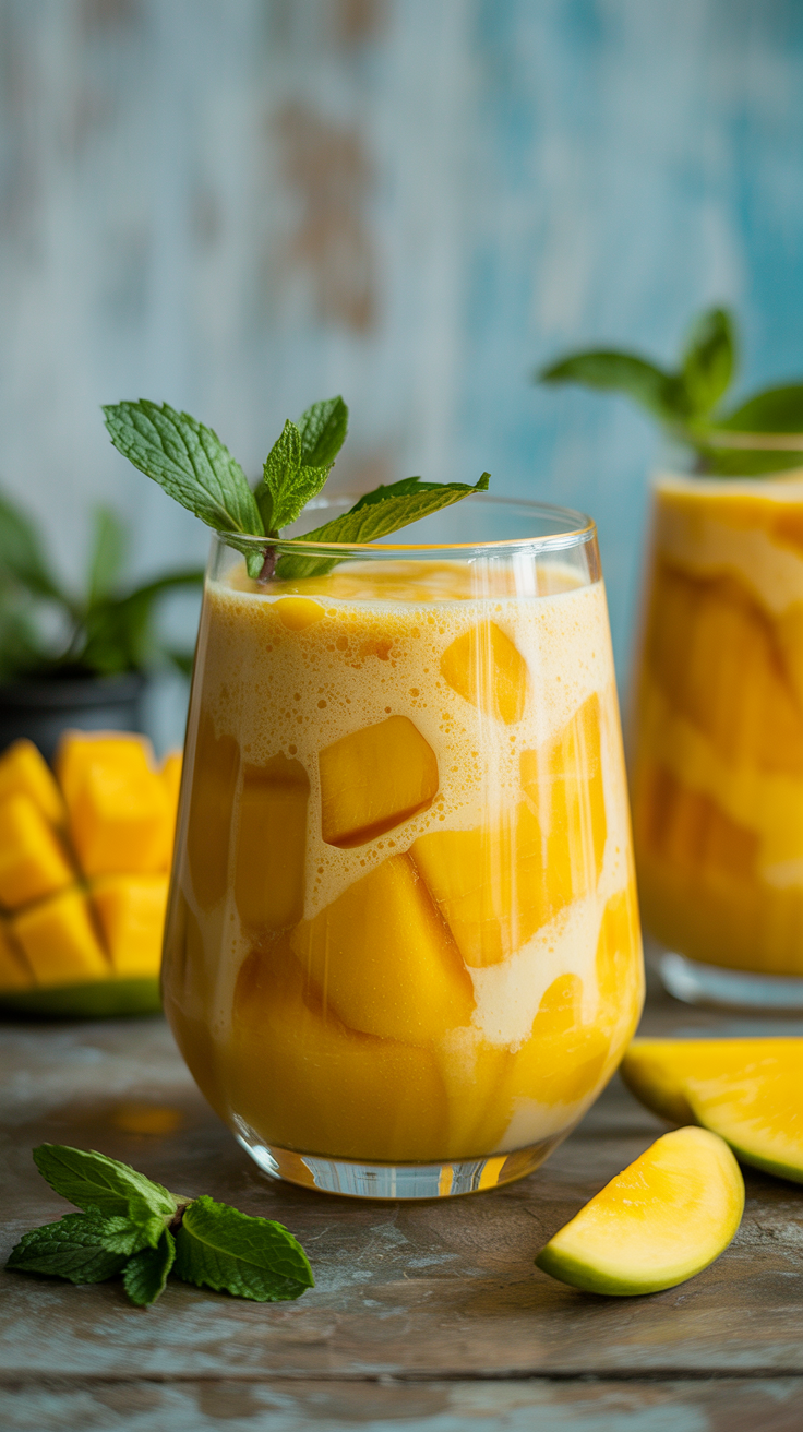 Mango Smoothie with Kefir - mango smoothie in glass