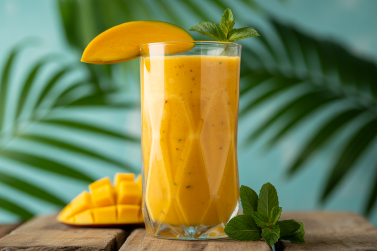 Mango Smoothie with Pineapple Juice - mango smoothie glass