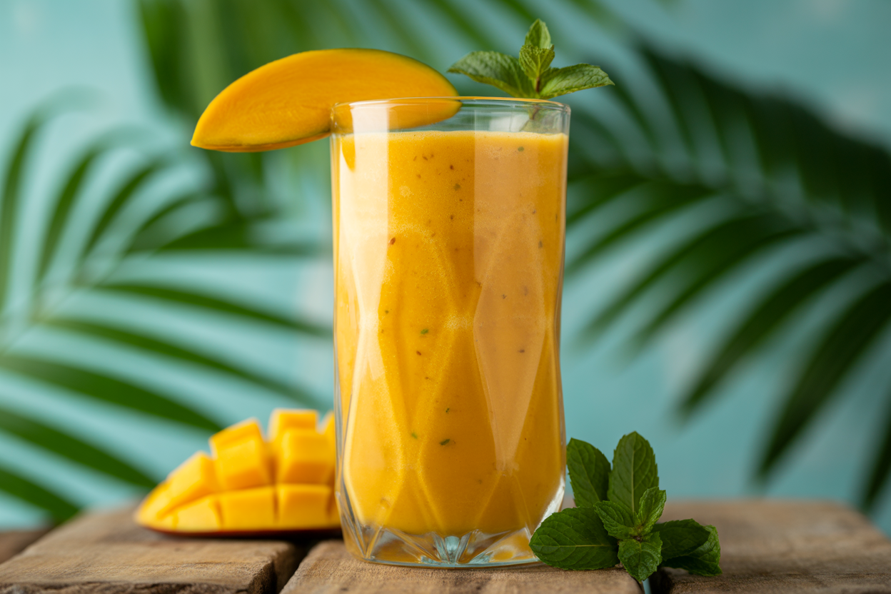 Mango Smoothie with Pineapple Juice - mango smoothie glass