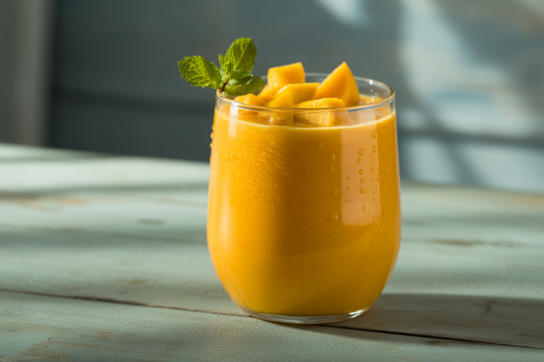 Mango Smoothie with Protein Powder - mango smoothie glass
