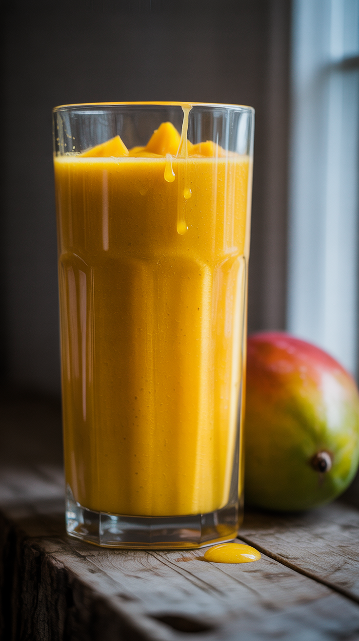 Mango Smoothie with Protein Powder - mango smoothie glass