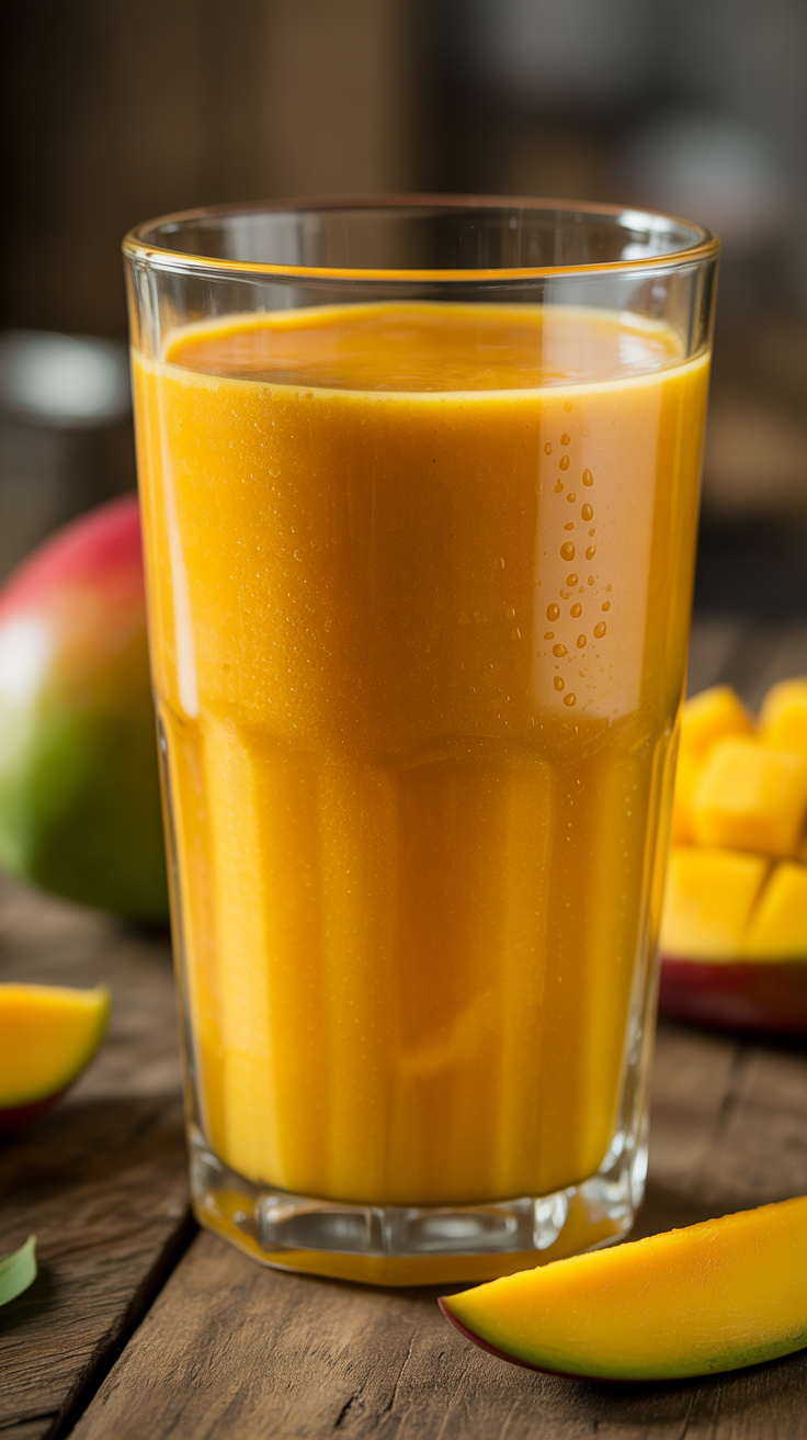 Mango Smoothie with Water - mango smoothie glass