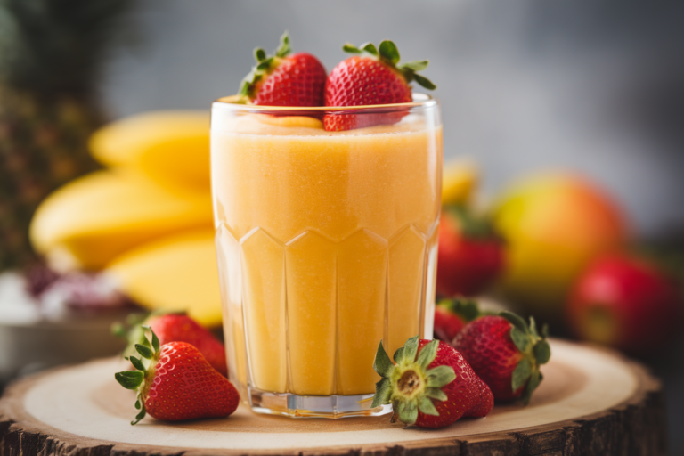 Mango Strawberry Smoothie for a Colorful Summer Morning - mango strawberry smoothie glass