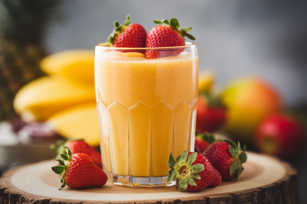 Mango Strawberry Smoothie for a Colorful Summer Morning - mango strawberry smoothie glass