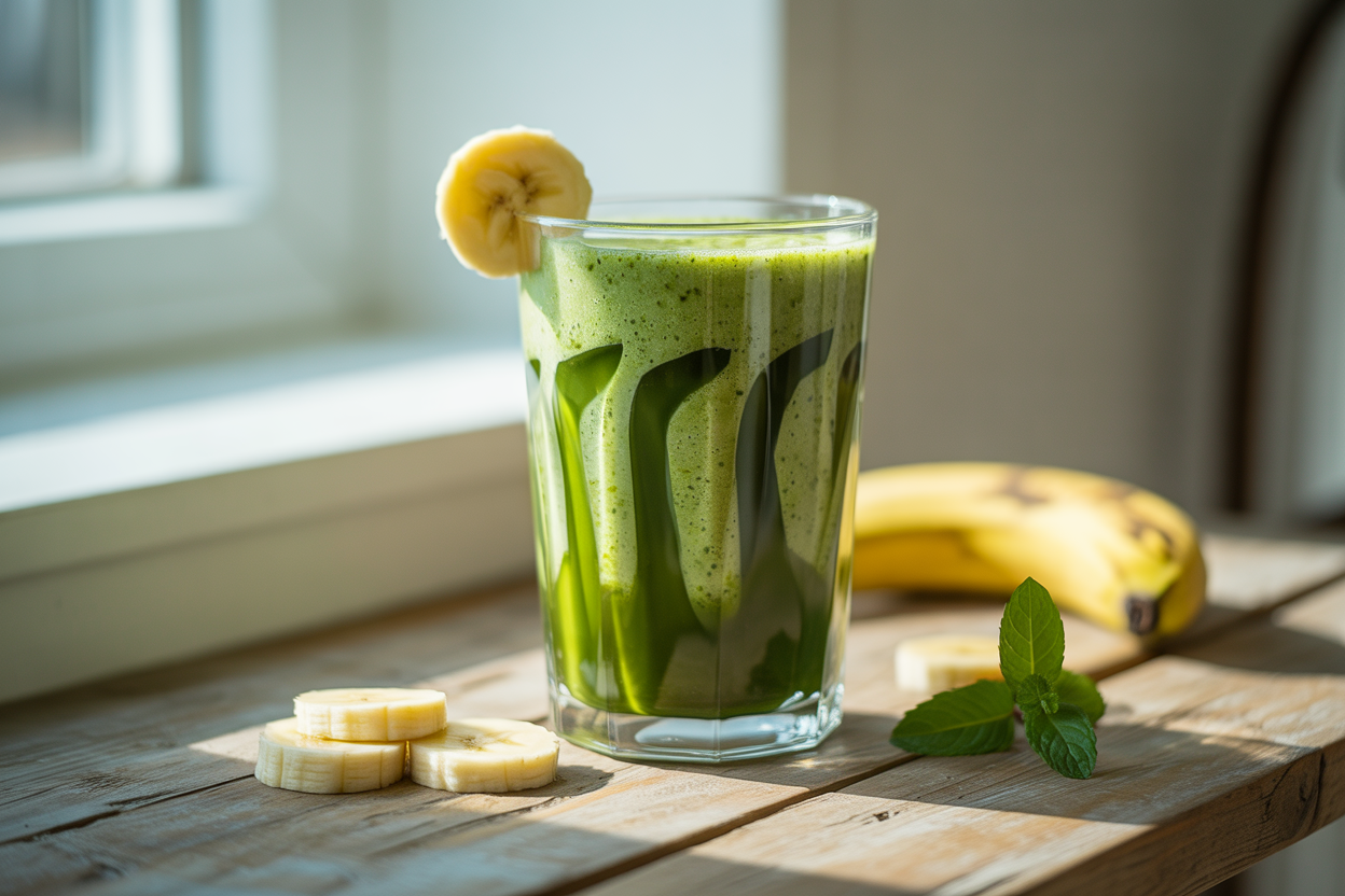 Matcha Banana Smoothie for a Creamy Green Energy Boost - matcha banana smoothie glass