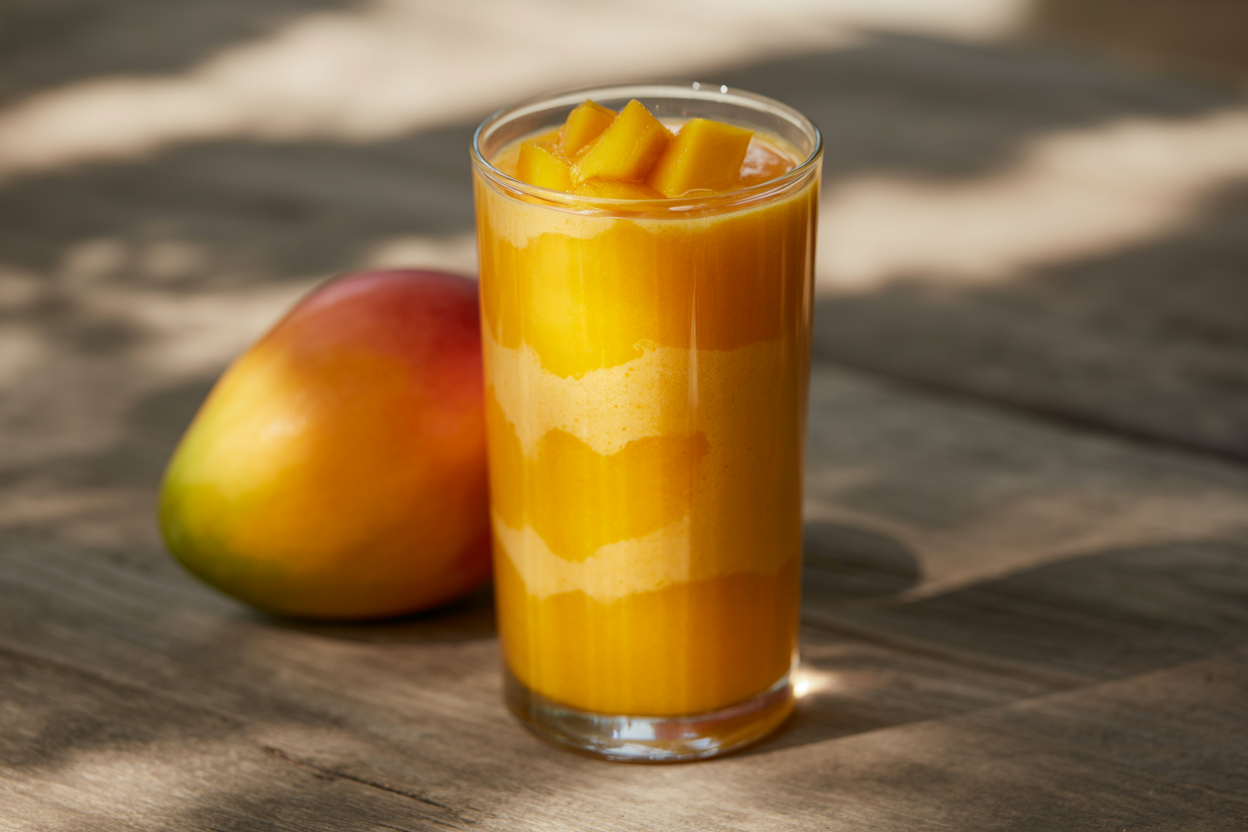 No Yogurt Mango Smoothie - mango smoothie glass