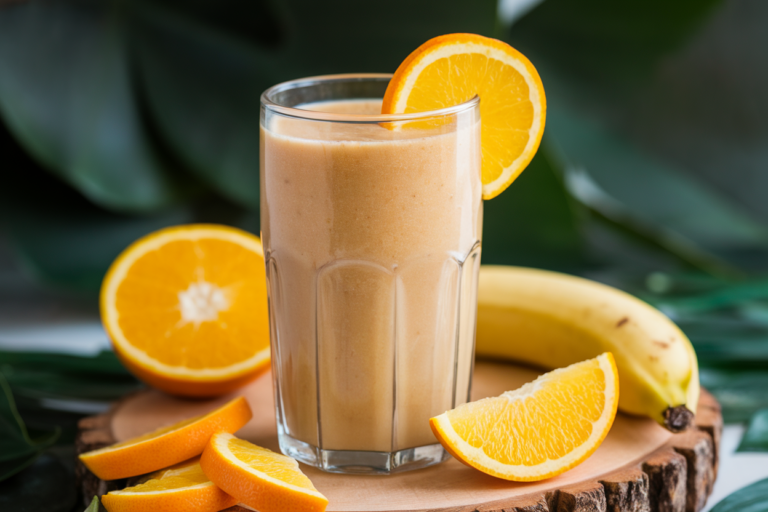 Orange Creamsicle Protein Smoothie That Tastes Like a Childhood Treat - orange creamsicle smoothie glass